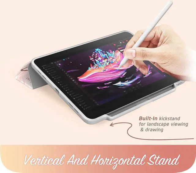 Alt view image 7 of 7 - i-Blason Cosmo Case for New iPad Pro 12.9 Inch (2021 2020 2018 Release), Full-Body Trifold Stand Protective Case Smart Cover with Auto Sleep/Wake & Pencil Holder (Marble)