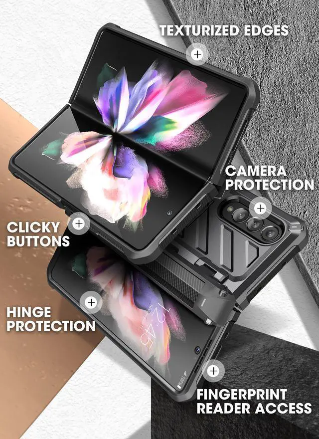 Alt view image 6 of 7 - SUPCASE Unicorn Beetle Pro Series Case for Samsung Galaxy Z Fold 3 5G (2021), Full-Body Dual Layer Rugged Case with Built-in Screen Protector & Kickstand & S Pen Slot (Black)