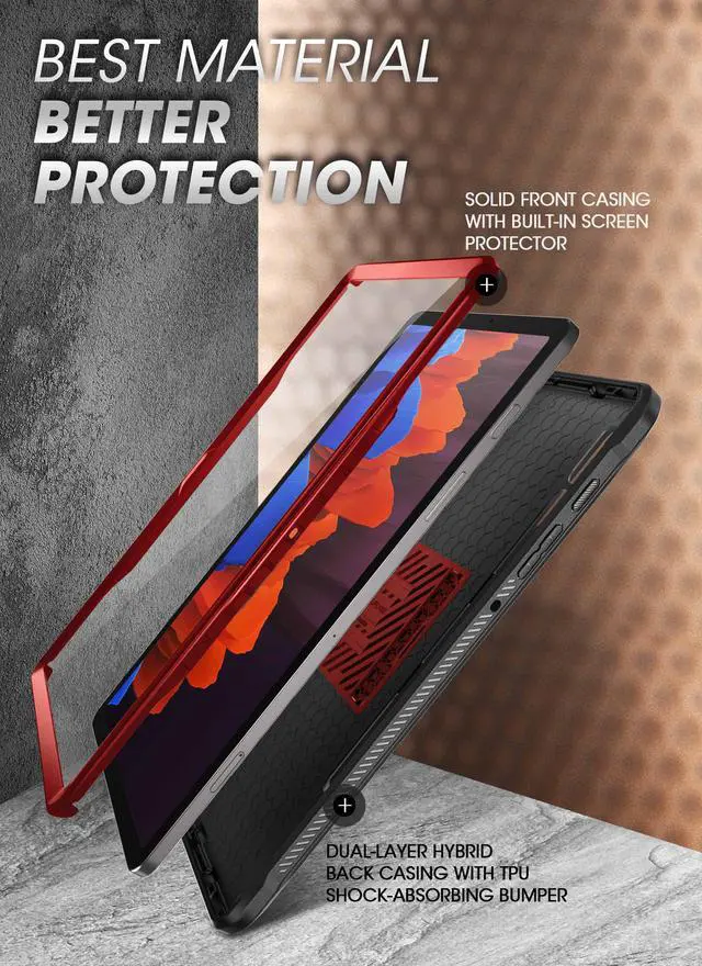 Alt view image 3 of 7 - SUPCASE Unicorn Beetle Pro Series Case for Samsung Galaxy Tab S8 Ultra (2022), with Built-in Screen Protector & S Pen Holder Full-Body Rugged Heavy Duty Case (Ruddy)