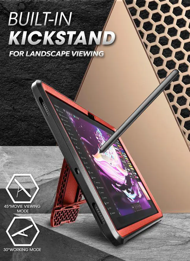 Alt view image 2 of 7 - SUPCASE Unicorn Beetle Pro Series Case for Samsung Galaxy Tab S8 Ultra (2022), with Built-in Screen Protector & S Pen Holder Full-Body Rugged Heavy Duty Case (Ruddy)