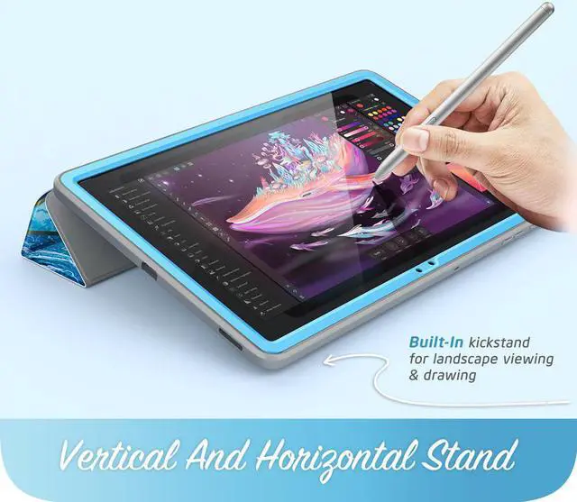 Alt view image 2 of 7 - i-Blason Cosmo Case for Samsung Galaxy Tab S7 FE 12.4" 2021 Release Case, Full-Body Trifold with Built-in Screen Protector Protective Smart Cover with Auto Sleep/Wake & Pencil Holder (Ocean)