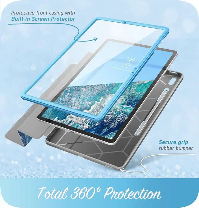 Alt view image 3 of 7 - i-Blason Cosmo Case for Samsung Galaxy Tab S7 FE 12.4" 2021 Release Case, Full-Body Trifold with Built-in Screen Protector Protective Smart Cover with Auto Sleep/Wake & Pencil Holder (Ocean)