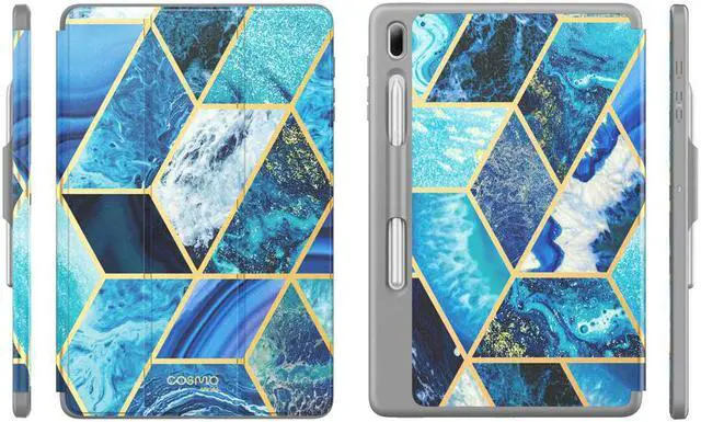 Alt view image 7 of 7 - i-Blason Cosmo Case for Samsung Galaxy Tab S7 FE 12.4" 2021 Release Case, Full-Body Trifold with Built-in Screen Protector Protective Smart Cover with Auto Sleep/Wake & Pencil Holder (Ocean)