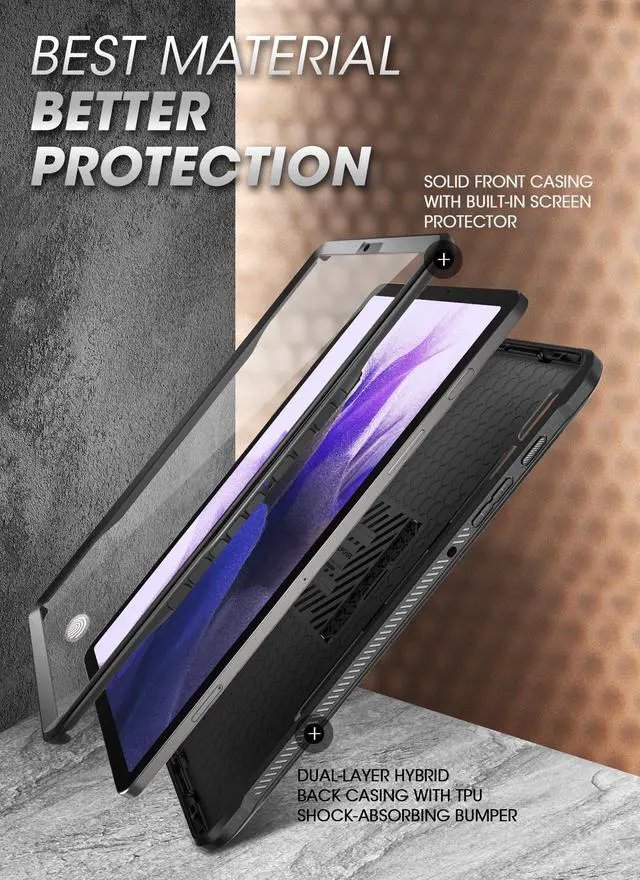 Alt view image 3 of 9 - SUPCASE Unicorn Beetle Pro Series Case for Samsung Galaxy Tab S7 FE 12.4 Inch (2021), Full-Body Rugged Heavy Duty Case with Built-in Screen Protector & S Pen Holder (Black)