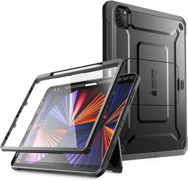Main image of SUPCASE Unicorn Beetle Pro Series Case for iPad Pro 12.9 Inch (2021 / 2020), Support Apple Pencil Charging with Built-in Screen Protector Full-Body Rugged Kickstand Protective Case (Black)