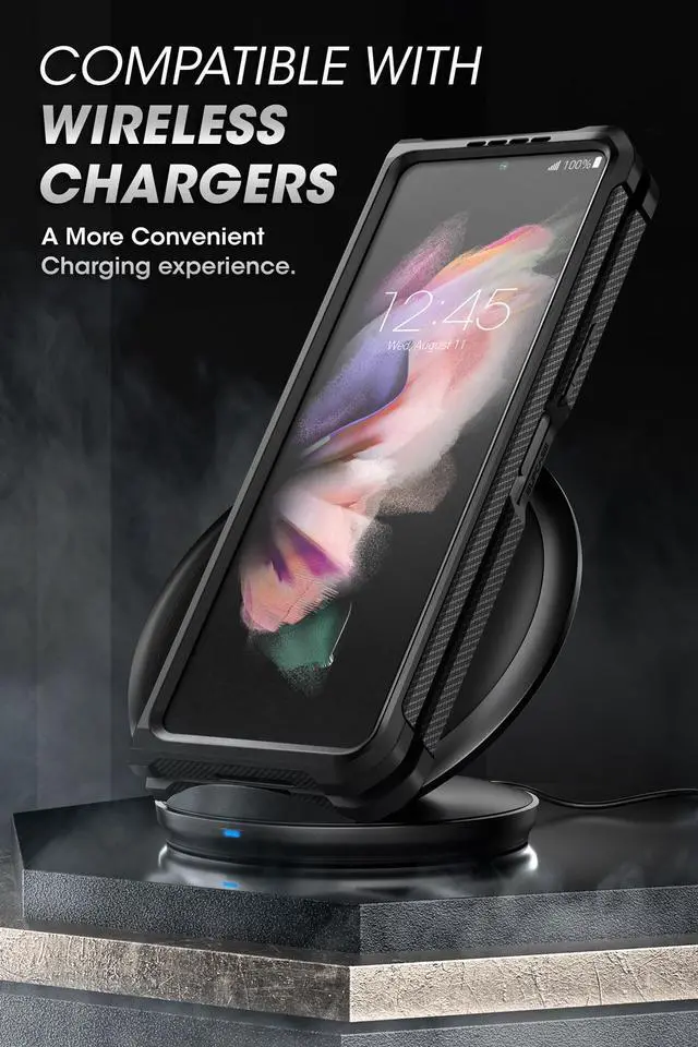 Alt view image 6 of 7 - SUPCASE Unicorn Beetle Case for Galaxy Z Fold 3 5G (2021), Rugged Belt Clip Shockproof Protective Case with Built-in Screen Protector & Kickstand (Black)