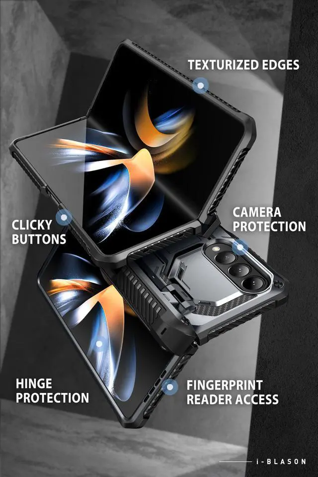 Alt view image 5 of 7 - i-Blason Armorbox Case for Samsung Galaxy Z Fold 4 Case 5G (2022 Release) with Pen Holder & Kickstand, Full Body Protective Bumper Case with Built-in Screen Protector (Black)