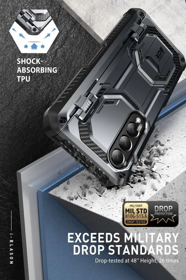 Alt view image 2 of 7 - i-Blason Armorbox Case for Samsung Galaxy Z Fold 4 Case 5G (2022 Release) with Pen Holder & Kickstand, Full Body Protective Bumper Case with Built-in Screen Protector (Black)