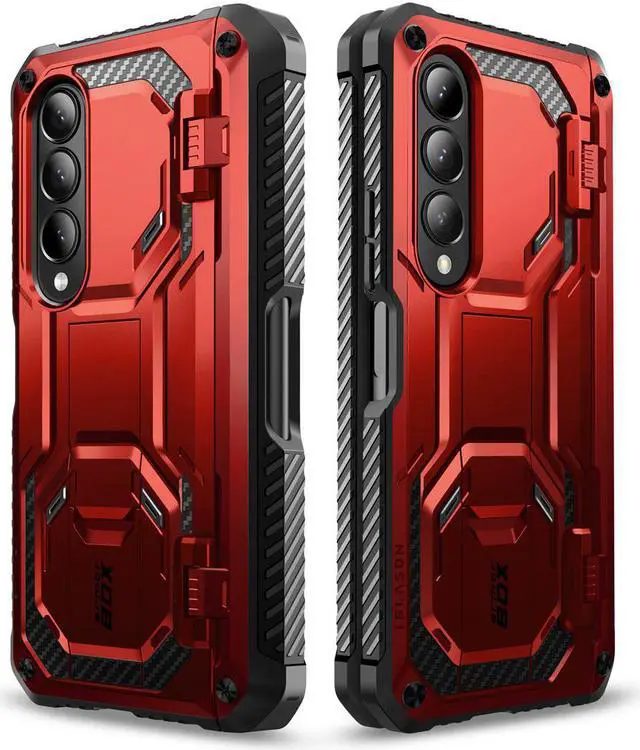 Alt view image 6 of 7 - i-Blason Armorbox Case for Samsung Galaxy Z Fold 4 Case 5G (2022 Release) with Pen Holder & Kickstand, Full Body Protective Bumper Case with Built-in Screen Protector Red