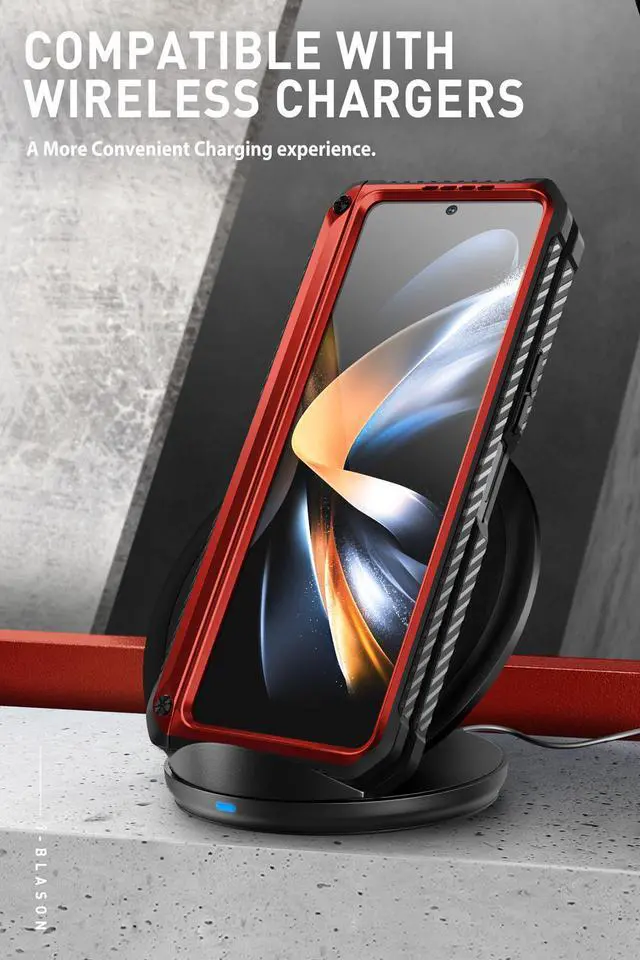 Alt view image 3 of 7 - i-Blason Armorbox Case for Samsung Galaxy Z Fold 4 Case 5G (2022 Release) with Pen Holder & Kickstand, Full Body Protective Bumper Case with Built-in Screen Protector Red