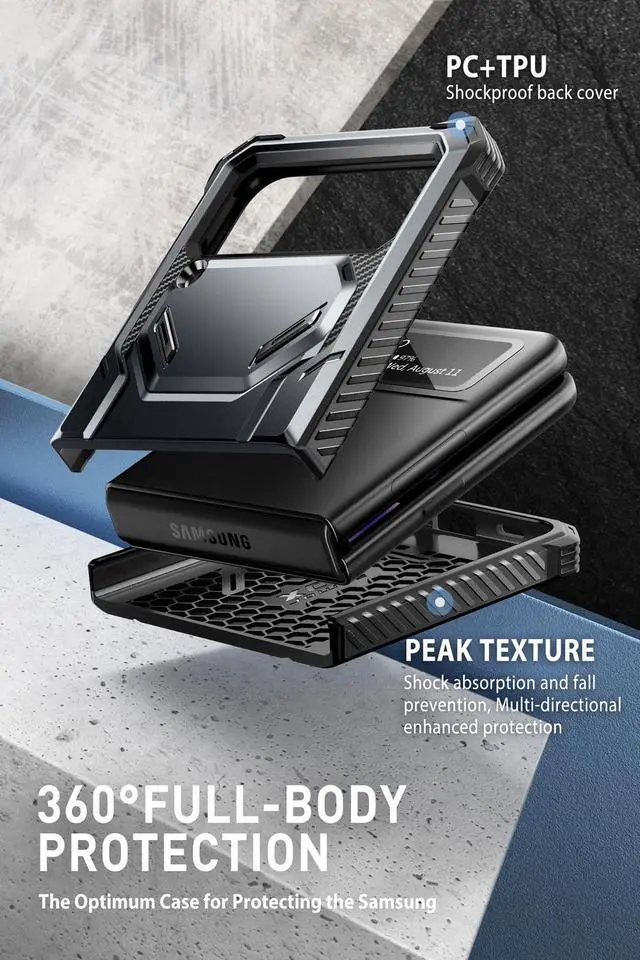 Alt view image 5 of 7 - i-Blason Armorbox Series Case for Samsung Galaxy Z Flip 4 5G (2022), Full-Body Rugged Holster Case with Shock Reduction/Bumper (Black)
