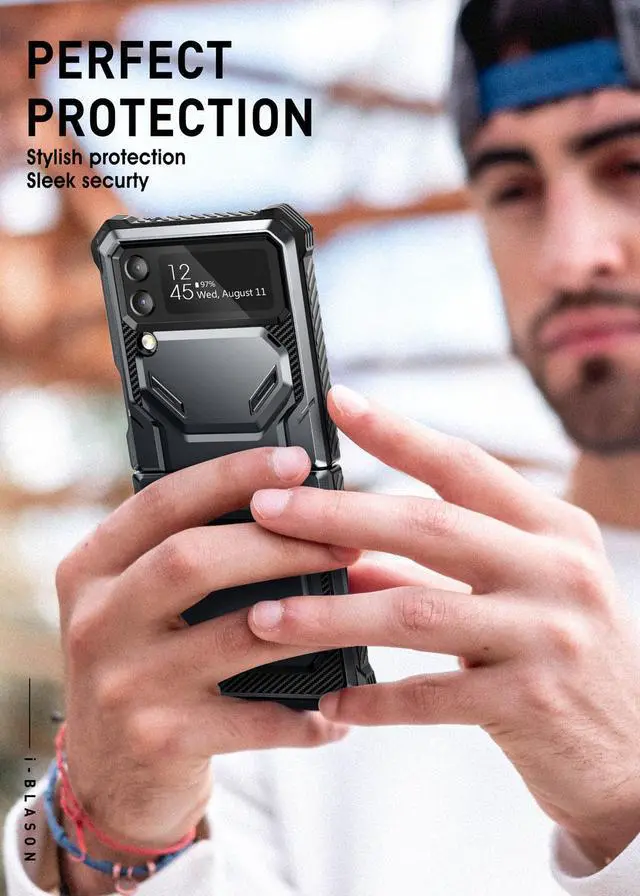 Alt view image 7 of 7 - i-Blason Armorbox Series Case for Samsung Galaxy Z Flip 4 5G (2022), Full-Body Rugged Holster Case with Shock Reduction/Bumper (Black)