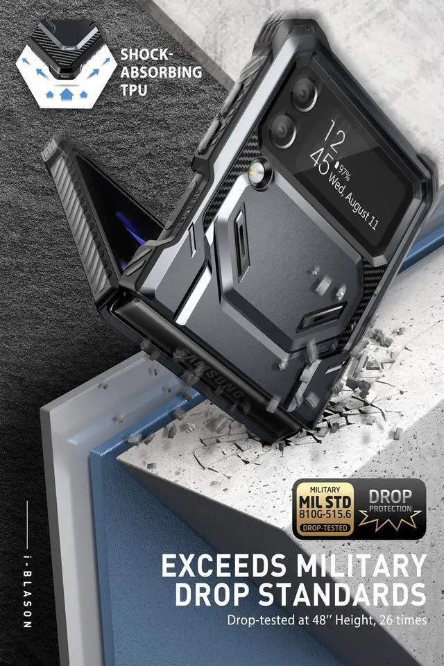 Alt view image 2 of 7 - i-Blason Armorbox Series Case for Samsung Galaxy Z Flip 4 5G (2022), Full-Body Rugged Holster Case with Shock Reduction/Bumper (Black)
