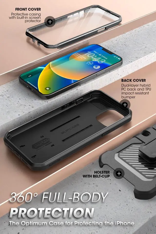 Alt view image 4 of 7 - SUPCASE Unicorn Beetle Pro Series Case for iPhone 14 Plus (2022 Release) 6.7 Inch, Built-in Screen Protector Full-Body Rugged Holster Case (Black)