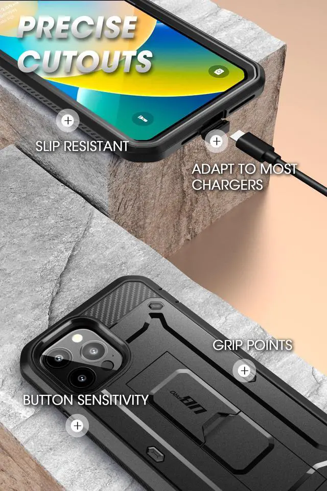 Alt view image 5 of 7 - SUPCASE Unicorn Beetle Pro Series Case for iPhone 14 Pro Max (2022 Release) 6.7 Inch, Built-in Screen Protector Full-Body Rugged Holster Case (Black)