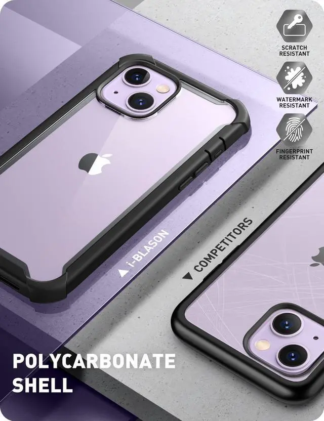 Alt view image 4 of 7 - i-Blason Ares Case for iPhone 14 Plus 6.7  inch (2022 Release), Dual Layer Rugged Clear Bumper Case with Built-in Screen Protector(Black)