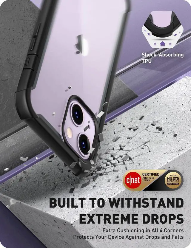 Alt view image 3 of 7 - i-Blason Ares Case for iPhone 14 Plus 6.7  inch (2022 Release), Dual Layer Rugged Clear Bumper Case with Built-in Screen Protector(Black)