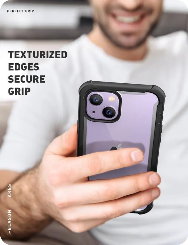 Alt view image 7 of 7 - i-Blason Ares Case for iPhone 14 Plus 6.7  inch (2022 Release), Dual Layer Rugged Clear Bumper Case with Built-in Screen Protector(Black)