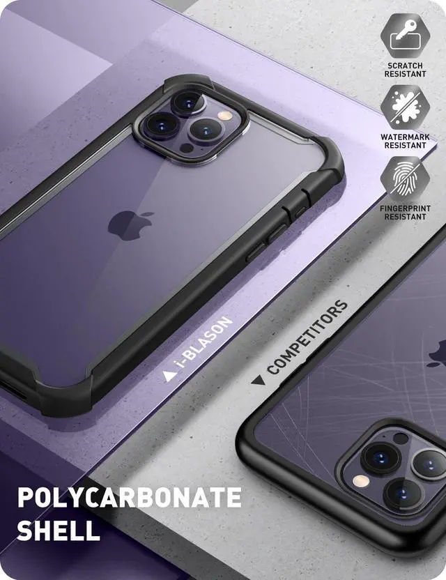 Alt view image 4 of 7 - i-Blason Ares Case for iPhone 14 Pro Max 6.7 inch (2022 Release), Dual Layer Rugged Clear Bumper Case with Built-in Screen Protector(Black)
