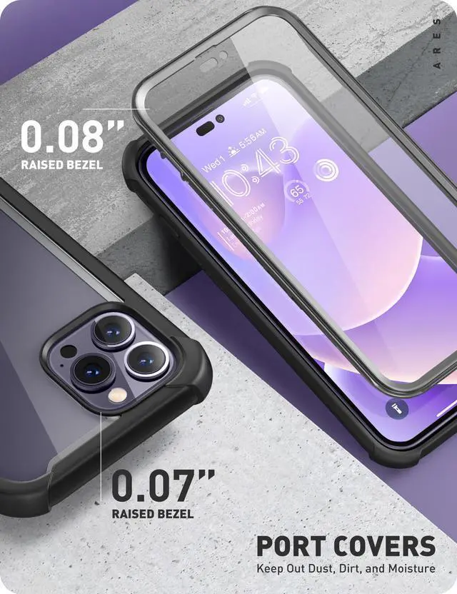 Alt view image 5 of 7 - i-Blason Ares Case for iPhone 14 Pro Max 6.7 inch (2022 Release), Dual Layer Rugged Clear Bumper Case with Built-in Screen Protector(Black)