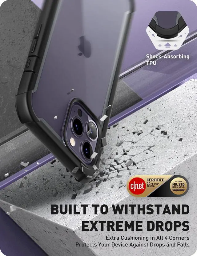 Alt view image 3 of 7 - i-Blason Ares Case for iPhone 14 Pro Max 6.7 inch (2022 Release), Dual Layer Rugged Clear Bumper Case with Built-in Screen Protector(Black)