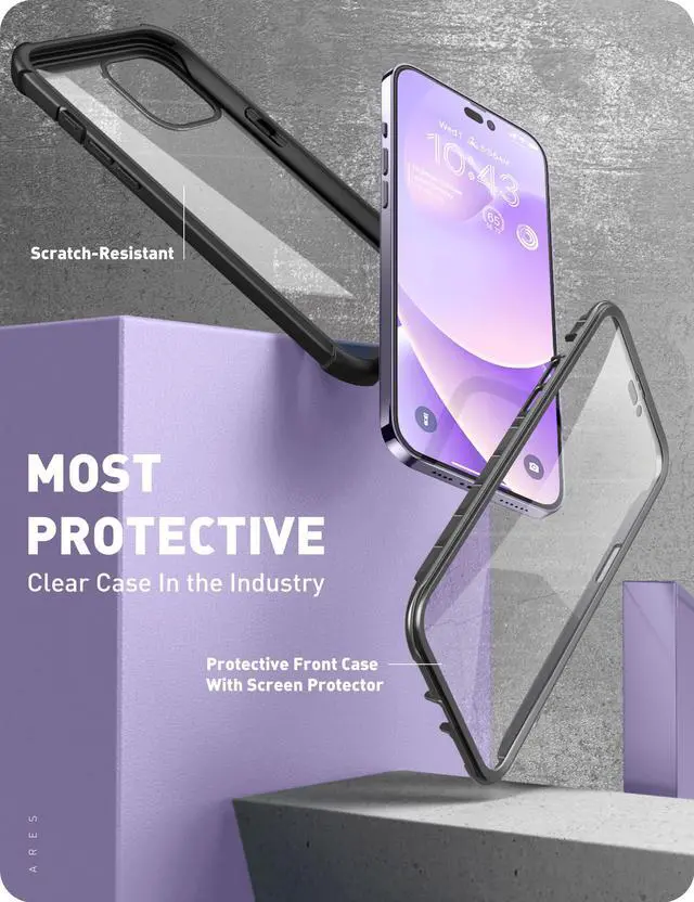 Alt view image 2 of 7 - i-Blason Ares Case for iPhone 14 Pro Max 6.7 inch (2022 Release), Dual Layer Rugged Clear Bumper Case with Built-in Screen Protector(Black)