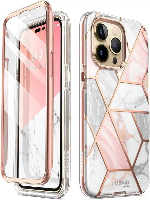 Main image of i-Blason Cosmo Series Case for iPhone 14 Pro Max 6.7 inch (2022 Release), Slim Full-Body Stylish Protective Case with Built-in Screen Protector(Marble)