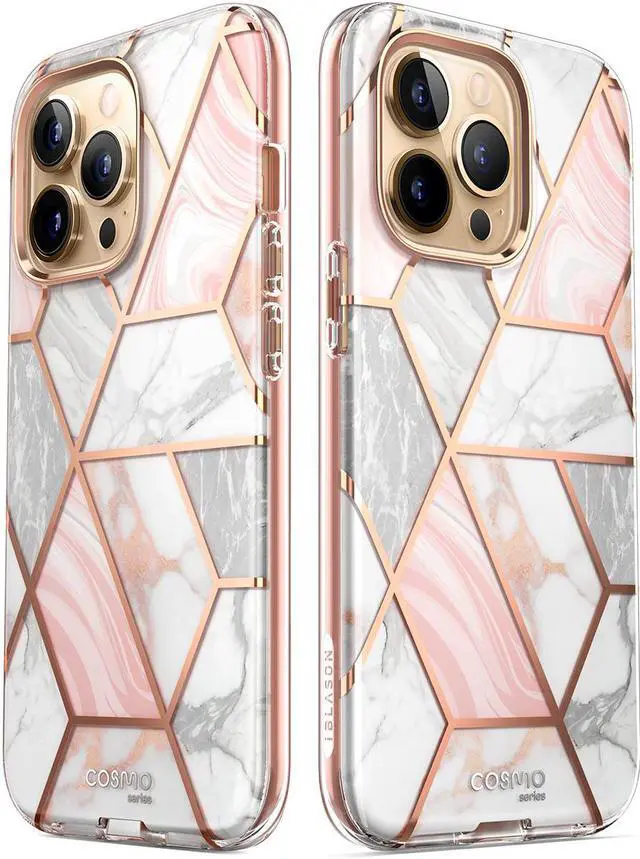Alt view image 7 of 7 - i-Blason Cosmo Series Case for iPhone 14 Pro Max 6.7 inch (2022 Release), Slim Full-Body Stylish Protective Case with Built-in Screen Protector(Marble)