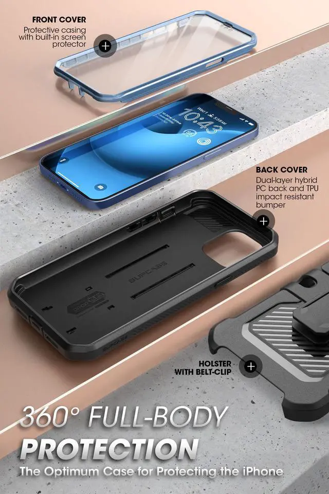 Alt view image 4 of 7 - SUPCASE Unicorn Beetle Pro Series Case for iPhone 14 Case 6.1 inch (2022)/iPhone 13 Case 6.1 inch (2021), Built-in Screen Protector Full-Body Rugged Holster Case (Tilt)