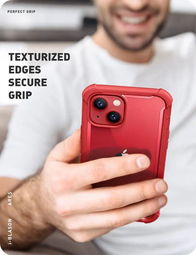 Alt view image 7 of 7 - i-Blason Ares Case for iPhone 14 Plus 6.7  inch (2022 Release), Dual Layer Rugged Clear Bumper Case with Built-in Screen Protector(Ruddy)
