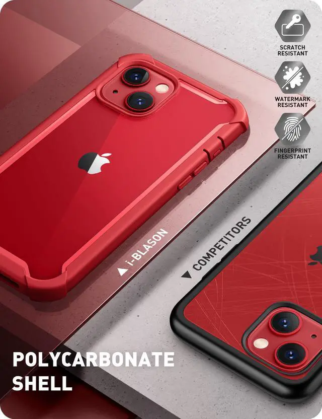 Alt view image 4 of 7 - i-Blason Ares Case for iPhone 14 Plus 6.7  inch (2022 Release), Dual Layer Rugged Clear Bumper Case with Built-in Screen Protector(Ruddy)