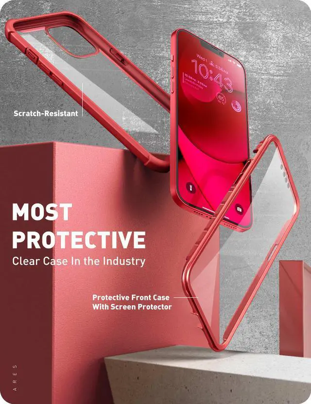 Alt view image 2 of 7 - i-Blason Ares Case for iPhone 14 Plus 6.7  inch (2022 Release), Dual Layer Rugged Clear Bumper Case with Built-in Screen Protector(Ruddy)