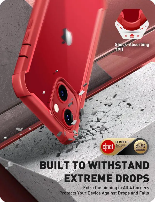 Alt view image 3 of 7 - i-Blason Ares Case for iPhone 14 Plus 6.7  inch (2022 Release), Dual Layer Rugged Clear Bumper Case with Built-in Screen Protector(Ruddy)