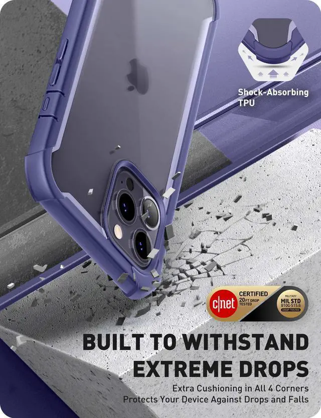 Alt view image 3 of 7 - i-Blason Ares Case for iPhone 14 Pro 6.1 inch (2022 Release), Dual Layer Rugged Clear Bumper Case with Built-in Screen Protector(Mauve)