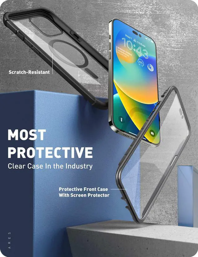 Alt view image 2 of 7 - i-Blason AreMag Series Case for iPhone 14 Pro Max (2022 Release) 6.7 Inch, Premium Hybrid Protective Clear Case (Black)