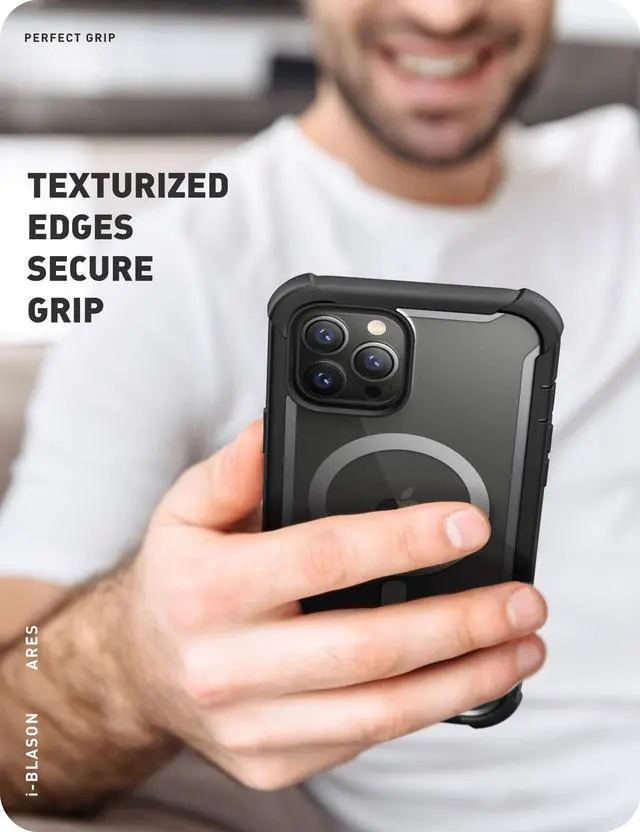 Alt view image 7 of 7 - i-Blason AreMag Series Case for iPhone 14 Pro Max (2022 Release) 6.7 Inch, Premium Hybrid Protective Clear Case (Black)