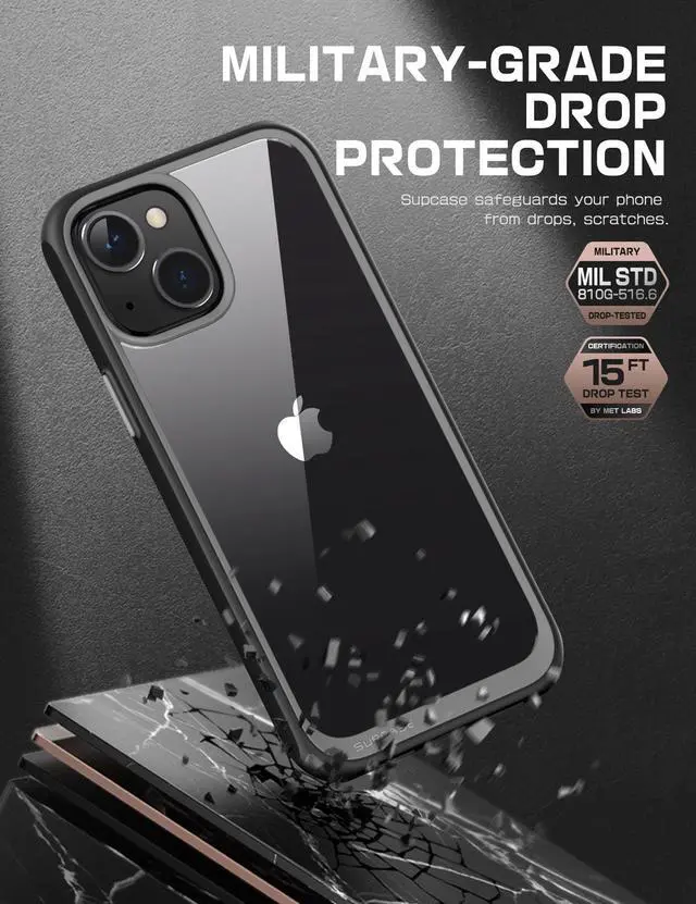 Alt view image 3 of 7 - SUPCASE Unicorn Beetle Style Series Case for iPhone 14 Plus (2022 Release) 6.7 Inch, Premium Hybrid Protective Clear Case (Black)