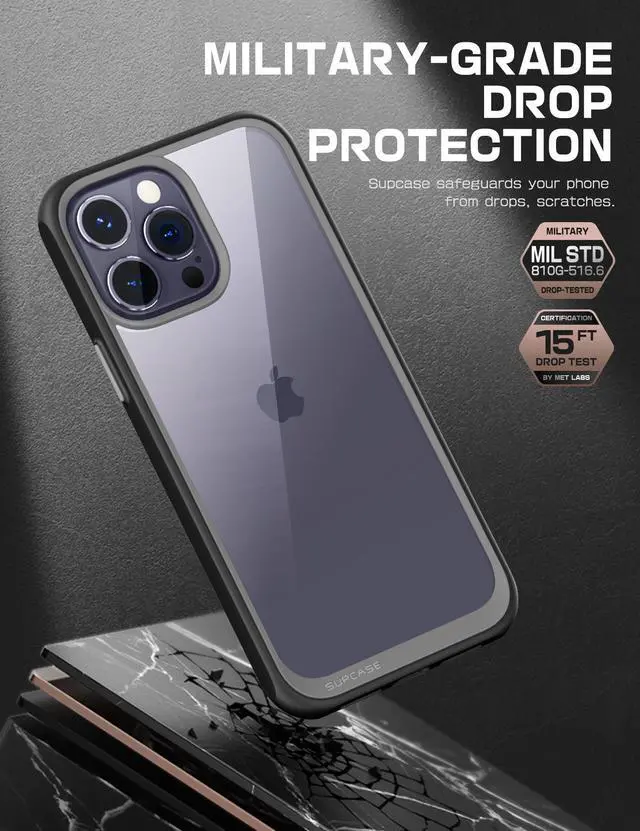 Alt view image 3 of 7 - SUPCASE Unicorn Beetle Style Case Designed for iPhone 14 Pro Max (2022 Release) 6.7 Inch, Premium Hybrid Protective Clear Case (Black)