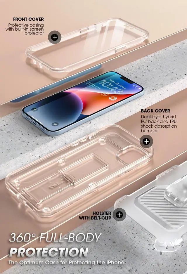 Alt view image 4 of 7 - SUPCASE Unicorn Beetle Pro Series Case for iPhone 14 Plus (2022 Release) 6.7 Inch, Built-in Screen Protector Full-Body Rugged Holster Case (Clear)