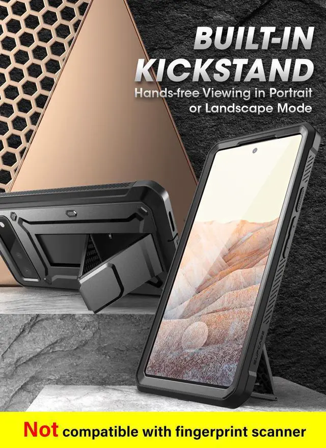 Alt view image 4 of 7 - SUPCASE Unicorn Beetle Pro Series Case for Google Pixel 6 [Not for Pixel 6 Pro], Full-Body Rugged Holster & Kickstand Case with Built-in Screen Protector (Black)