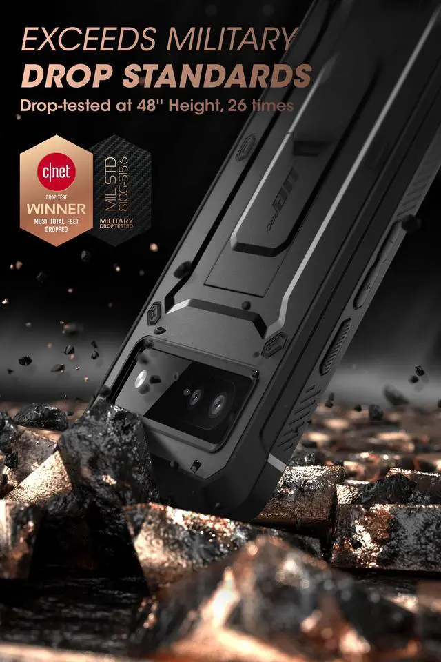 Alt view image 3 of 7 - SUPCASE UB Pro Case for Google Pixel 6A (2022 Release), [Extra Front Frame] Full-Body Dual Layer Rugged Belt-Clip & Kickstand Case with Built-in Screen Protector (Black)