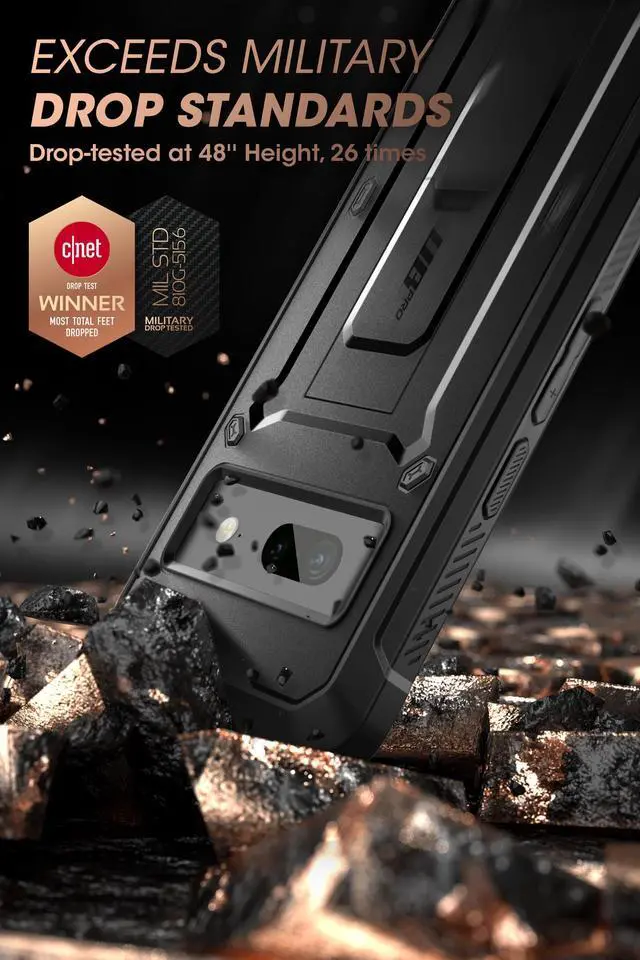 Alt view image 3 of 7 - SUPCASE Unicorn Beetle Pro Series Case for Google Pixel 7 (2022), Full-Body Rugged Holster & Kickstand Case With Built-in Screen Protector(Black)