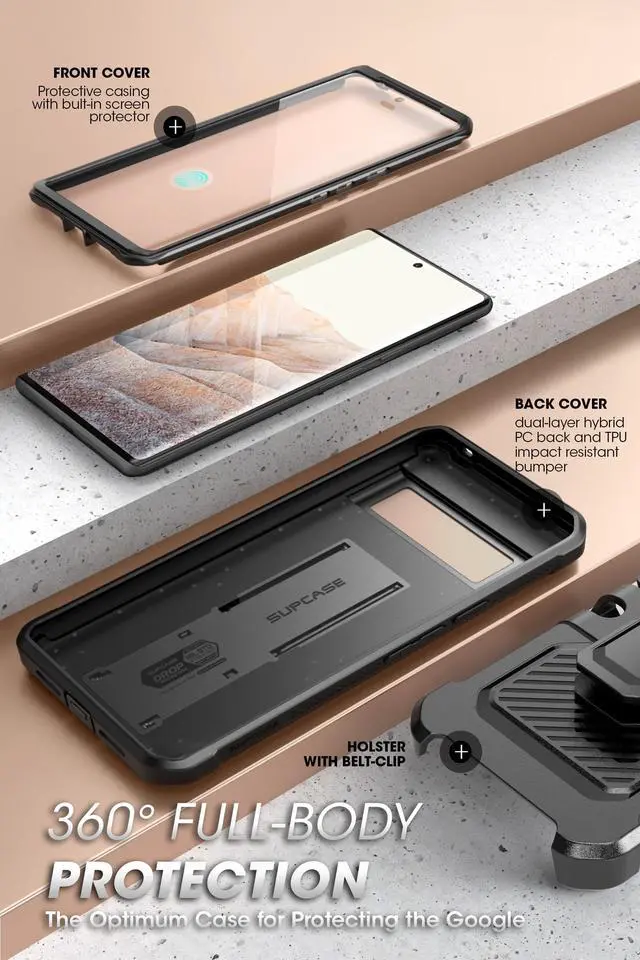 Alt view image 2 of 7 - SUPCASE Unicorn Beetle Pro Series Case for Google Pixel 7 (2022), Full-Body Rugged Holster & Kickstand Case With Built-in Screen Protector(Black)