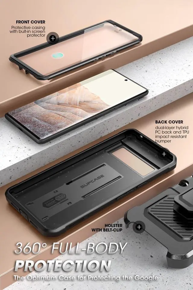 Alt view image 2 of 7 - SUPCASE Unicorn Beetle Pro Series Case for Google Pixel 7 Pro (2022 Release), Full-Body Rugged Belt-Clip & Kickstand Case with Built-in Screen Protector (Black)