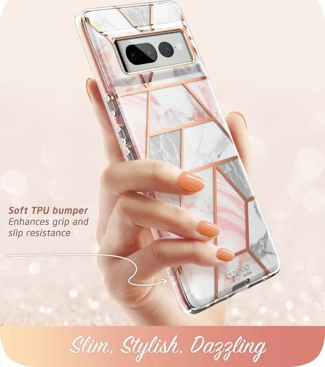 Alt view image 3 of 7 - i-Blason Cosmo Series for Google Pixel 7 Pro Case (2022), Slim Full-Body Stylish Protective Case with Built-in Screen Protector (Marble)
