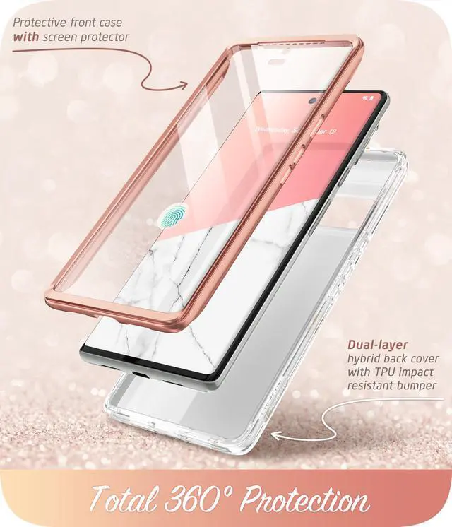 Alt view image 2 of 7 - i-Blason Cosmo Series for Google Pixel 7 Pro Case (2022), Slim Full-Body Stylish Protective Case with Built-in Screen Protector (Marble)