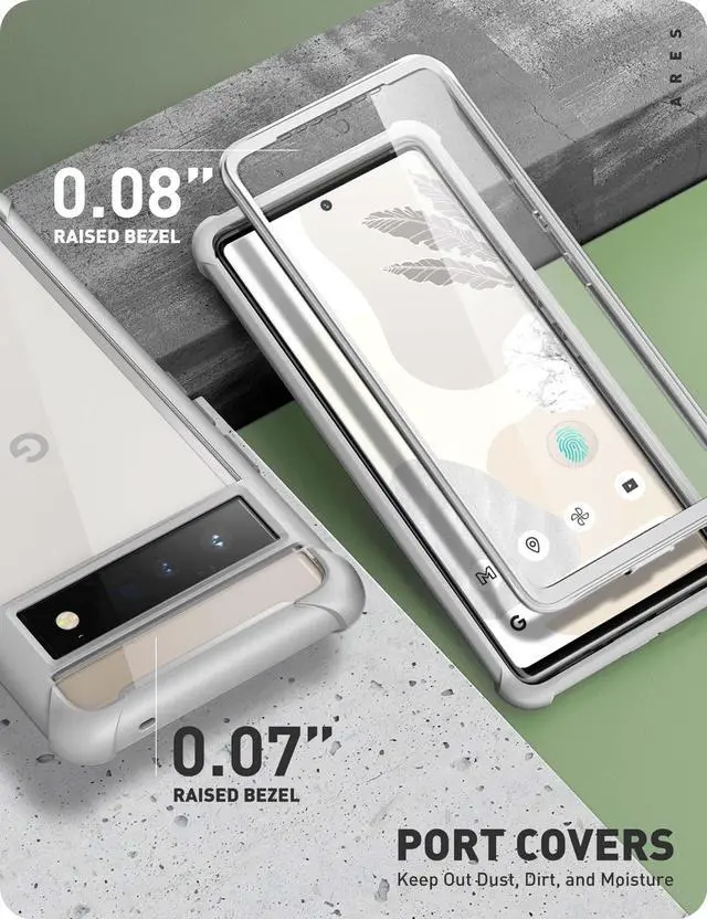 Alt view image 5 of 7 - i-Blason Ares Series Designed Case for Google Pixel 6 Pro 2022 Release, Full-Body Rugged Clear Bumper Case with Built-in Screen Protector (Gray)