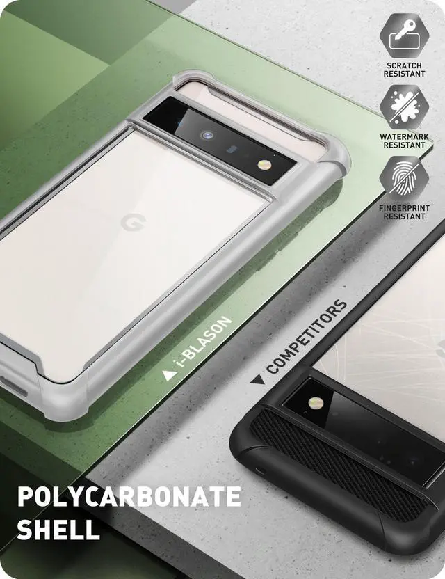 Alt view image 4 of 7 - i-Blason Ares Series Designed Case for Google Pixel 6 Pro 2022 Release, Full-Body Rugged Clear Bumper Case with Built-in Screen Protector (Gray)