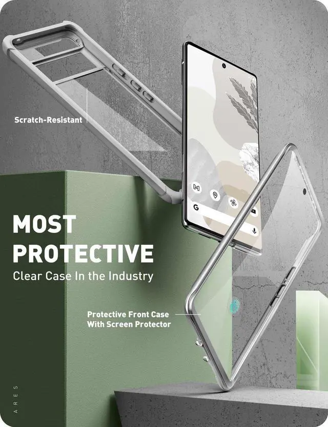 Alt view image 2 of 7 - i-Blason Ares Series Designed Case for Google Pixel 6 Pro 2022 Release, Full-Body Rugged Clear Bumper Case with Built-in Screen Protector (Gray)