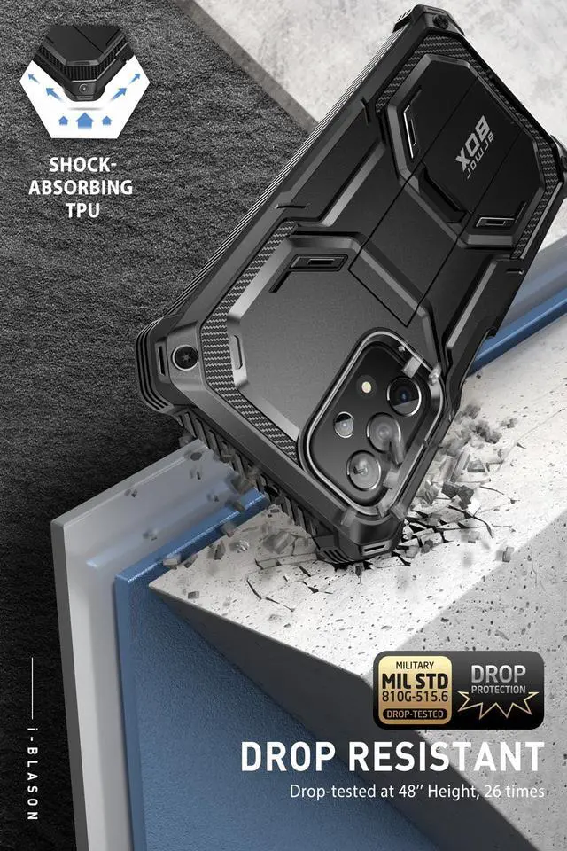 Alt view image 2 of 7 - i-Blason Armorbox Designed for Samsung Galaxy A23 5G Case/A23 4G Case (2022 Release) with Kickstand & Belt Clip Holster, Full Body Protective Bumper Case with Built-in Screen Protector (Black)